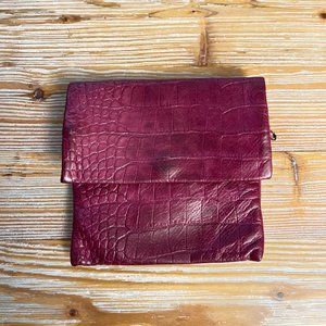 Red Crocodile Leather Coin Purse, Elegant & Compact, 5 in x 5 in